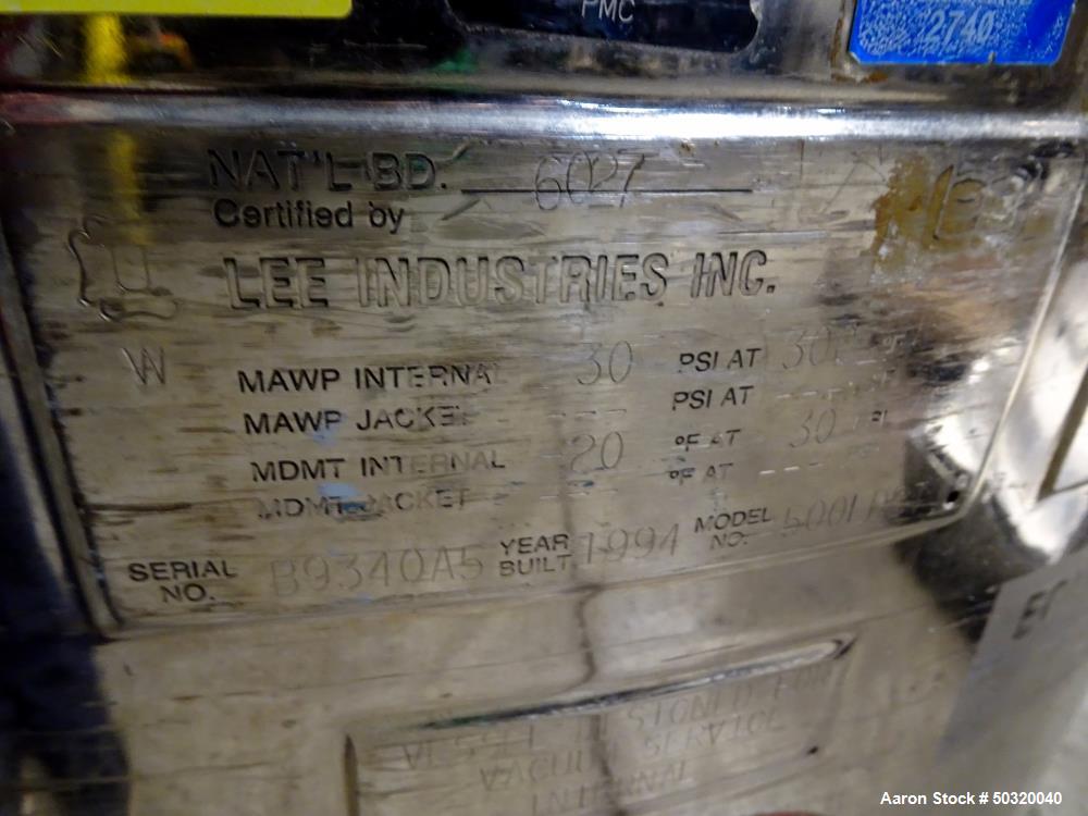 Used Lee Industries Pressure Mix Tank, 500 Liter, Model 500 LDBT