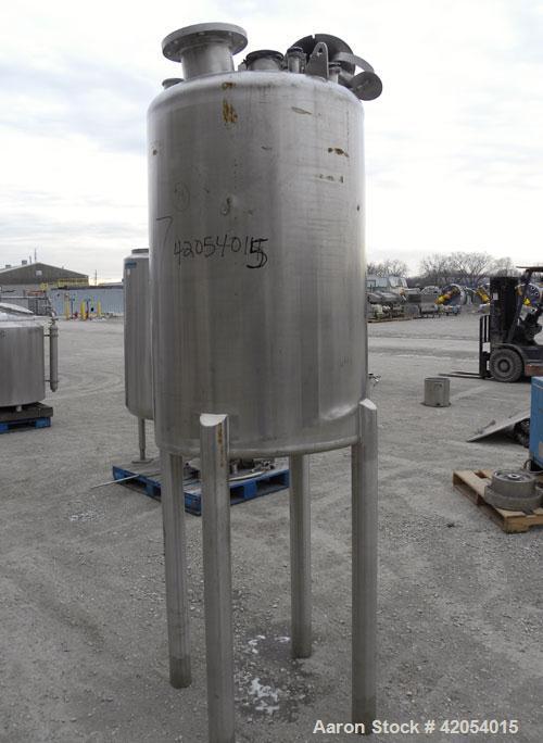 Used Letsch/ Precision Stainless Tank, 132 gallon, 316L stainless steel, vertical. 30" diameter x 44" straight side, dish top and slope bottom. Internal rated 1 psi 180 deg F. (2) Spray balls. Openin...