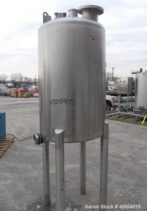 Used Letsch/ Precision Stainless Tank, 132 gallon, 316L stainless steel, vertical. 30" diameter x 44" straight side, dish top and slope bottom. Internal rated 1 psi 180 deg F. (2) Spray balls. Openin...