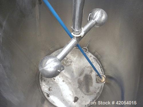 Used Letsch/ Precision Stainless Tank, 132 gallon, 316L stainless steel, vertical. 30" diameter x 44" straight side, dish top and slope bottom. Internal rated 1 psi 180 deg F. (2) Spray balls. Openin...