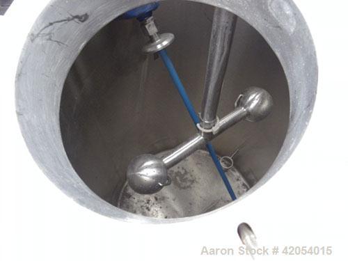 Used Letsch/ Precision Stainless Tank, 132 gallon, 316L stainless steel, vertical. 30" diameter x 44" straight side, dish top and slope bottom. Internal rated 1 psi 180 deg F. (2) Spray balls. Openin...