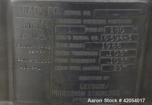 Used 120 Gallon Stainless Steel Letsch/ Precision Stainless Tank