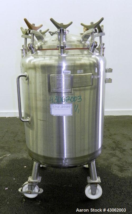 Used Letsch Pressure Tank, 50 Gallons, 316L Stainless Steel, Vertical. 24’’ Diameter x 24’’ straight side, dished top and bottom. Internal rated 20 psi at 300 degrees F. Re-rated by Precision Stainle...