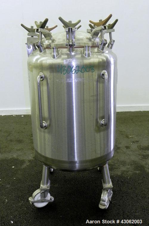 Used Letsch Pressure Tank, 50 Gallons, 316L Stainless Steel, Vertical. 24’’ Diameter x 24’’ straight side, dished top and bottom. Internal rated 20 psi at 300 degrees F. Re-rated by Precision Stainle...