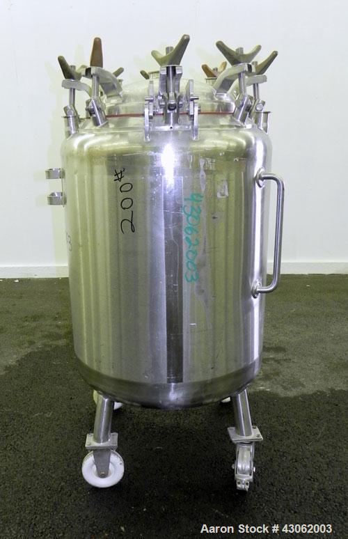 Used Letsch Pressure Tank, 50 Gallons, 316L Stainless Steel, Vertical. 24’’ Diameter x 24’’ straight side, dished top and bottom. Internal rated 20 psi at 300 degrees F. Re-rated by Precision Stainle...