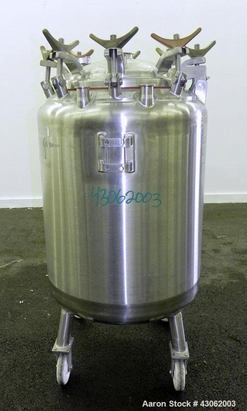 Used Letsch Pressure Tank, 50 Gallons, 316L Stainless Steel, Vertical. 24’’ Diameter x 24’’ straight side, dished top and bottom. Internal rated 20 psi at 300 degrees F. Re-rated by Precision Stainle...