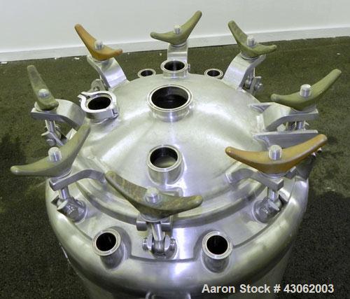 Used Letsch Pressure Tank, 50 Gallons, 316L Stainless Steel, Vertical. 24’’ Diameter x 24’’ straight side, dished top and bottom. Internal rated 20 psi at 300 degrees F. Re-rated by Precision Stainle...
