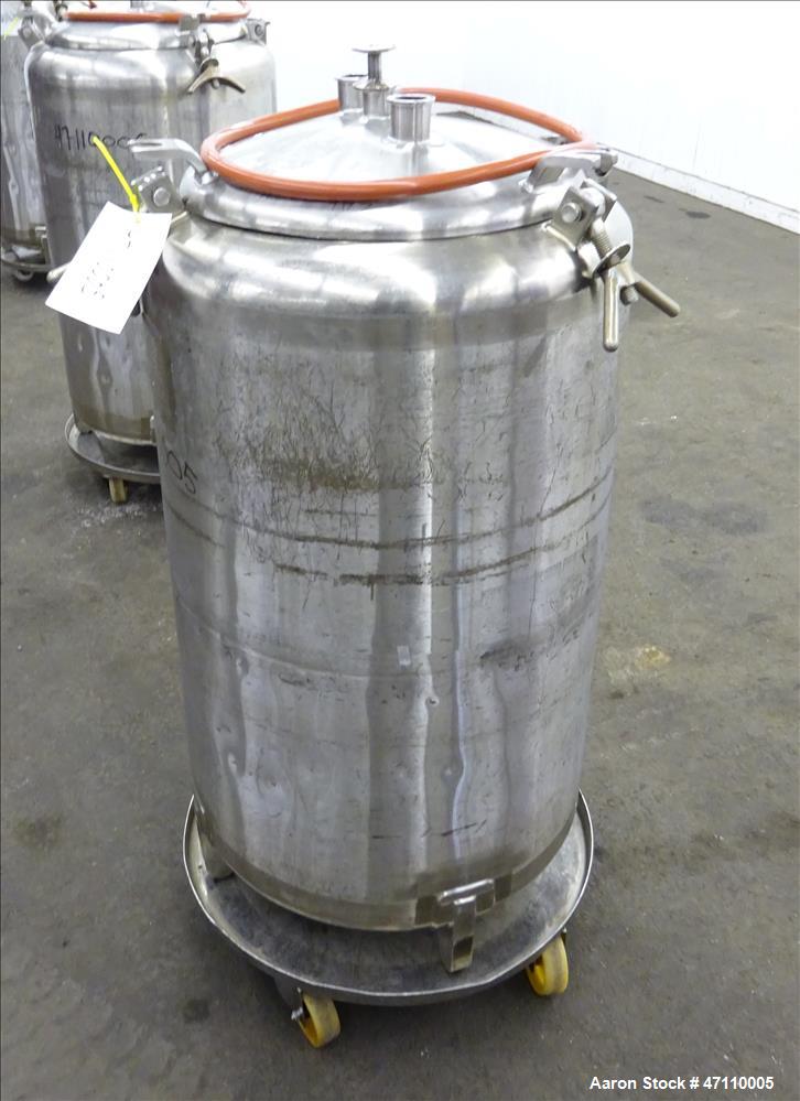Used- Letsch Pressure Tank, 60 Gallon Capacity, 316L Stainless Steel, Vertical. Approximate 23" diameter x 32" straight side...