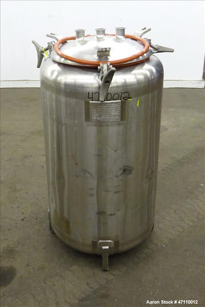 Used- Letsch Pressure Tank, 60 Gallon Capacity, 316L Stainless Steel, Vertical. Approximate 23" diameter x 32" straight side...