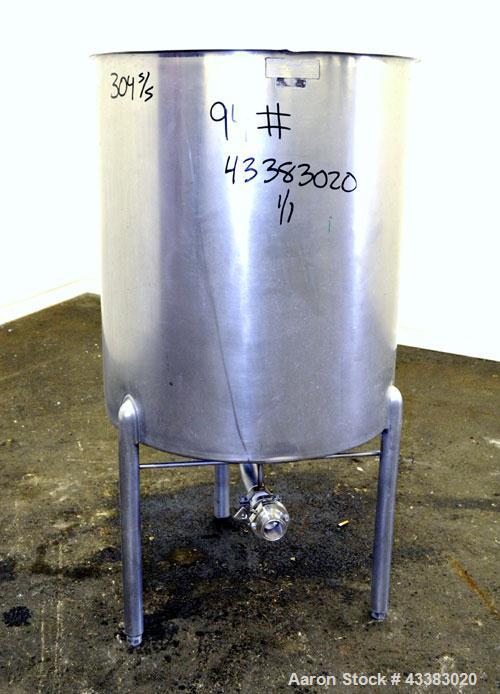 Used Lomax Stainless Steel Equipment Tank, 100 Gallon, Model SA100, 304 Stainless Steel, Vertical. Approximate 30-1/2” diameter x 36” straight side. Open top, no cover, slight coned bottom. 2” Tri-cl...