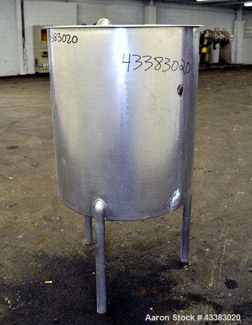 Used Lomax Stainless Steel Equipment Tank, 100 Gallon, Model SA100, 304 Stainless Steel, Vertical. Approximate 30-1/2” diameter x 36” straight side. Open top, no cover, slight coned bottom. 2” Tri-cl...