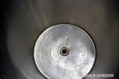Used Lomax Stainless Steel Equipment Tank, 100 Gallon, Model SA100, 304 Stainless Steel, Vertical. Approximate 30-1/2” diameter x 36” straight side. Open top, no cover, slight coned bottom. 2” Tri-cl...