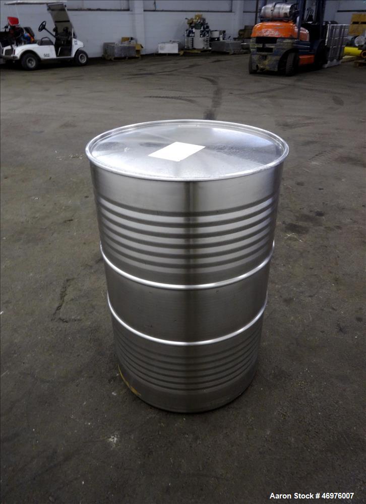 Used- MO Drum, 200 Liters (52.8 Gallons), 304 Stainless Steel, Vertical.