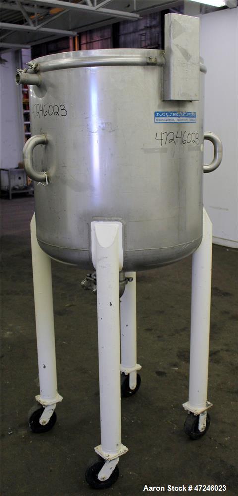 Used Mueller Tank, Model "F", 100 Gallon, 316 Stainless Steel, Vertical.