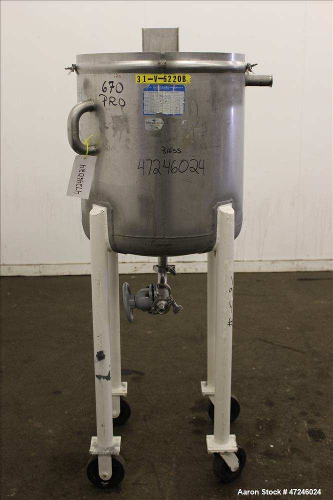 Used Mueller Tank, Model "F", 50 Gallon, 316 Stainless Steel, Vertical.