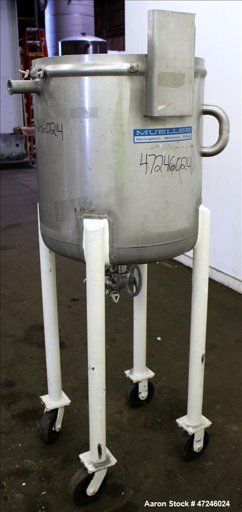 Used Mueller Tank, Model "F", 50 Gallon, 316 Stainless Steel, Vertical.
