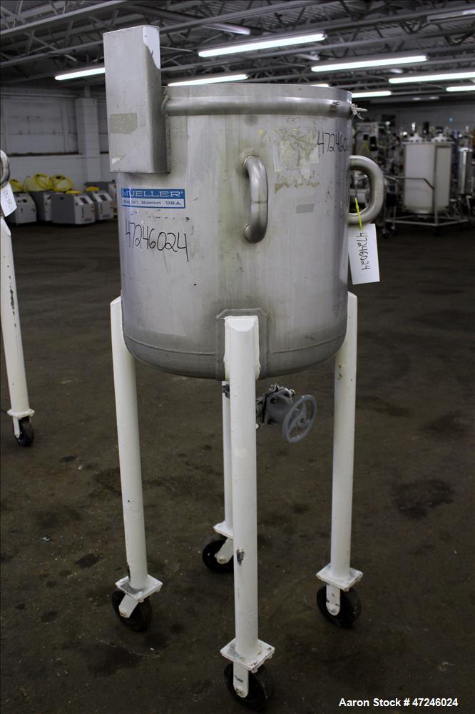 Used Mueller Tank, Model "F", 50 Gallon, 316 Stainless Steel, Vertical.