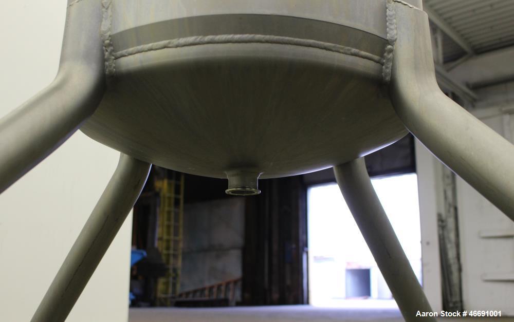 Used Mueller 60 Liter (15.8 Gallon) Tank, 316 Stainless Steel, Vertical. Approximate 20" diameter x 12" straight side. Clamp down hinged dished top, dished bottom. Internal rated 0 psi at 100 degrees...