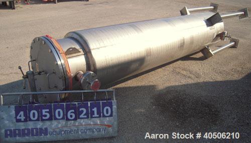 Unused- Mueller Pressure Tank, 263 Gallon, model "F", 304L stainless steel, vertical. 24" diameter x 138" straight side, dished bolt on top with davit arm, dished bottom. Internal rated 75 psi at 302...