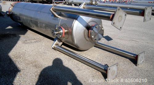Unused- Mueller Pressure Tank, 263 Gallon, model "F", 304L stainless steel, vertical. 24" diameter x 138" straight side, dished bolt on top with davit arm, dished bottom. Internal rated 75 psi at 302...