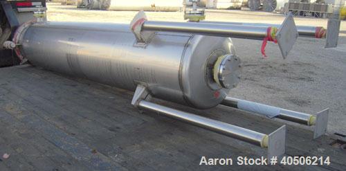 Unused- Mueller Pressure Tank, 263 Gallon, model "F", 304L stainless steel, vertical. 24" diameter x 138" straight side, dished bolt on top with davit arm, dished bottom. Internal rated 75 psi at 302...