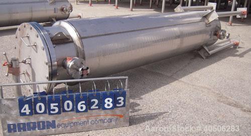 Unused- Mueller Pressure Tank, 263 Gallon, Model "F", 304L Stainless Steel, Vertical. 24" diameter x 138" straight side, dished bolt on top with davit arm, dished bottom. Internal rated 75 psi at 302...