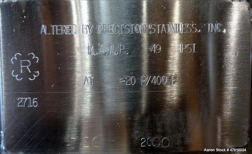 Used Mueller Pressure Tank, Model F, 750(198 Gallon), 316L Stainless Steel