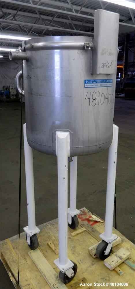Used Mueller Tank, Model F, 50 Gallon, 316 Stainless Steel, Vertical.