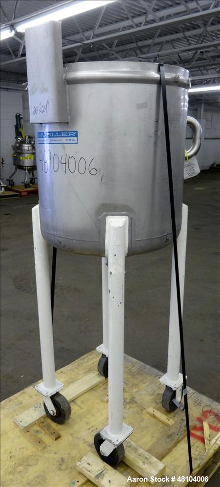 Used Mueller Tank, Model F, 50 Gallon, 316 Stainless Steel, Vertical.