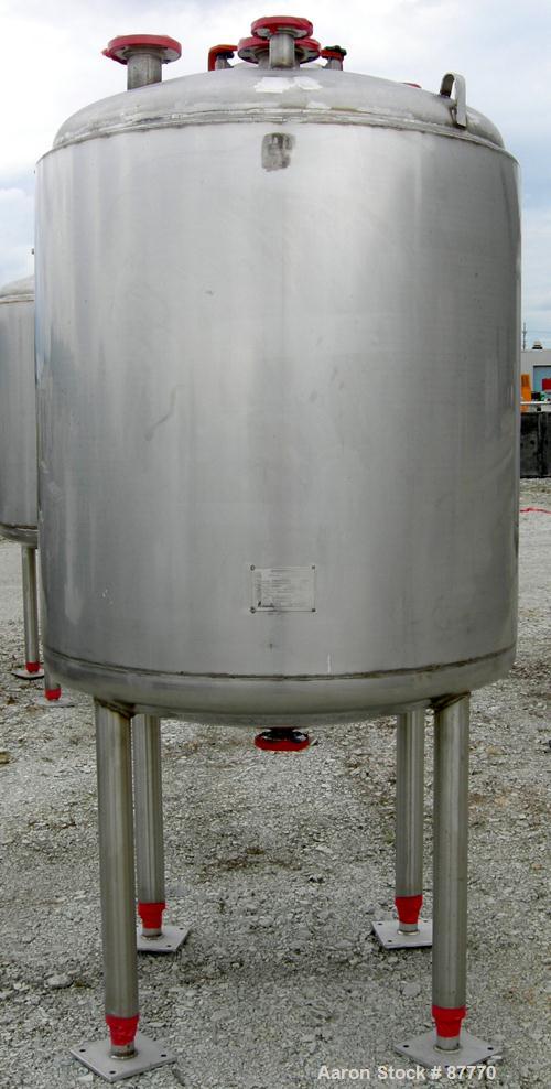 Unused-NEW: Mueller pressure tank, 470 gallon, 304/304L stainless steel, vertical. 48" diameter x 50" straight side. Dished top and bottom. Internal rated 15 psi at 200 deg F. Insulated with Foamglas...