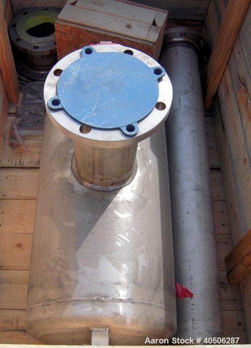 Unused- Mueller Tank, 25 Gallon, Model "H", 304 Stainless steel, Horizontal. Approximately 14'' diameter x 30'' straight side, dished ends. Internal rated to 120 deg F. Openings: top 3'', 6’, (2) top...