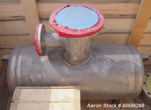 Unused- Mueller Tank, 25 Gallon, Model "H", 304 Stainless steel, Horizontal. Approximately 14'' diameter x 30'' straight side, dished ends. Internal rated to 120 deg F. Openings: top 3'', 6’’, (2) to...