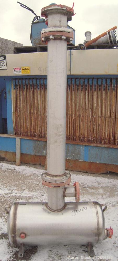 Unused- Mueller Tank, 25 Gallon, Model "H", 304 stainless steel, horizontal. Approximately 14'' diameter x 30'' straight side, dished ends. Internal rated to 120 deg F. Openings: top 3'', 6’’; (2) to...