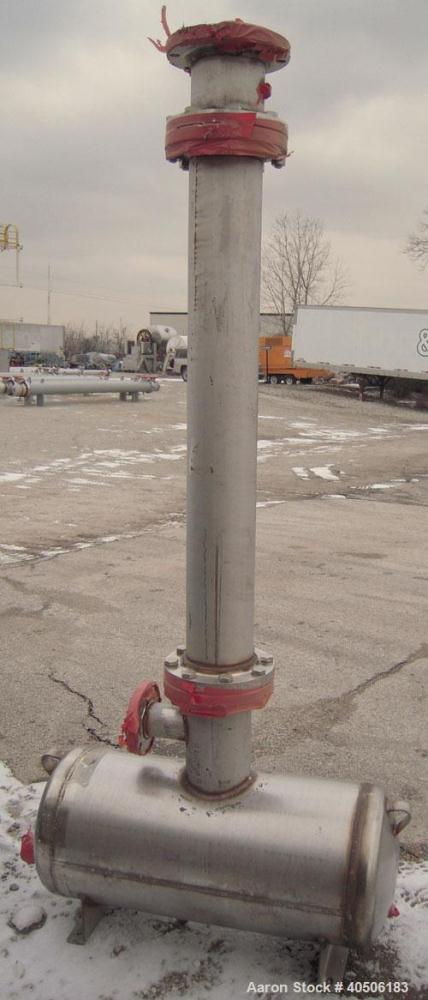 Unused- Mueller Tank, 25 Gallon, Model "H", 304 stainless steel, horizontal. Approximately 14'' diameter x 30'' straight side, dished ends. Internal rated to 120 deg F. Openings: top 3'', 6’’; (2) to...