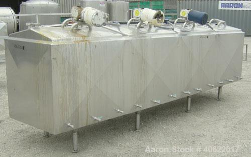 Used Mueller Flavor Tank, (4) compartment, approximate 200 gallon each, 304 stainless steel, jacketed.  Each compartment measures 38" long x 36" wide x approximately 33" deep.  V shaped top and botto...