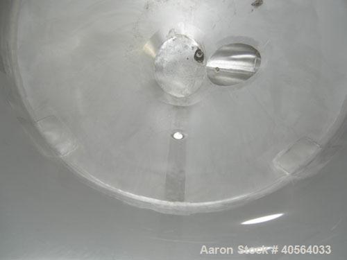 Used W.H.E. Bio-Systems Tank, 325 gallon, 304 stainless steel, vertical. 48 1/2" diameter x 40" straight side, flat top, coned bottom. Provision for a clamp on agitator. Openings top 3" tri-clamp, 4"...