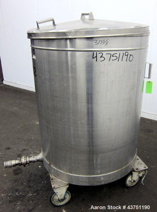 Used- Tank, 200 Gallon, 316 Stainless Steel, Vertical. Approximate 38" diameter x 47" straight side. Open top with a 1 piece...