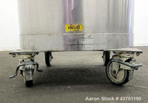 Used Tank, 200 Gallon, 316 Stainless Steel, Vertical. Approximate 38" diameter x 47" straight side. Open top with a 1 piece 304 stainless steel cover, 1/2" sloped bottom. 2-1/4" Side bottom outlet. S...