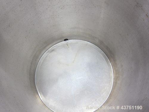 Used Tank, 200 Gallon, 316 Stainless Steel, Vertical. Approximate 38" diameter x 47" straight side. Open top with a 1 piece 304 stainless steel cover, 1/2" sloped bottom. 2-1/4" Side bottom outlet. S...