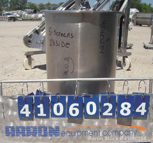 Used Tank/Drum, 70 Gallon, 316 Stainless Steel, Vertical. 24" diameter x 36" deep, flat open top with a cover, flat bottom. 1 1/2" tri-clamp side bottom outlet.