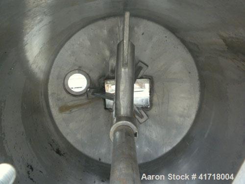 Used Tank, 125 Gallon, 316 Stainless Steel, Vertical. 30" Diameter x 39" straight side. Open top with a fixed stainless steel agitator bridge, dish bottom. 2-1/2" Diameter shaft with bottom supported...