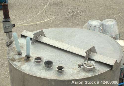 Used Tank, 270 Gallon, 304 Stainless Steel, Vertical. 36" Diameter x 60" straight side. Flat top with a 1/2 hinged cover, slight coned bottom. Openings top (2) 1", (4) 2" tri-clamp. 2-1/2" Tri-clamp ...