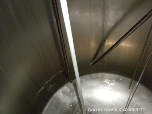 Used Tank, 440 Gallon, 304 Stainless Steel, Vertical. 48" Diameter x 52" straight side, dished top and bottom. Openings: top 1-1/2" tri-clamp, (5) 2" tri-clamp, 12" manway with a 4" tri-clamp in the ...