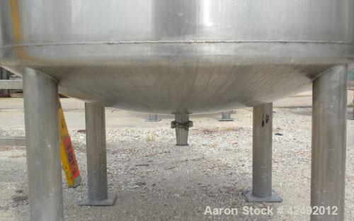 Used Tank, 440 Gallon, 304 Stainless Steel, Vertical. 48" Diameter x 52" straight side, dished top and bottom. Openings: top 1-1/2" tri-clamp, (5) 2" tri-clamp, 12" manway with a 4" tri-clamp in the ...