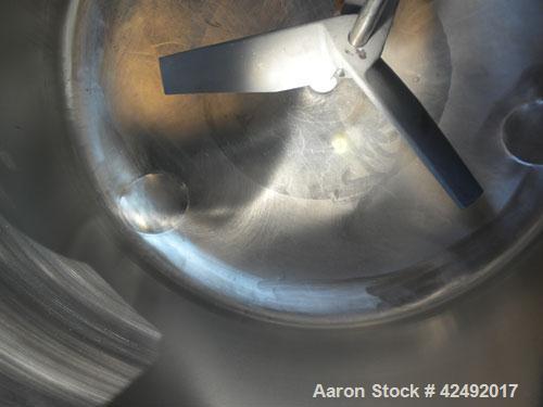Used Tank, 80 Gallon, 304 Stainless Steel, Vertical. 30" Diameter x 24" straight side. Open top with a 2 piece cover, 1/2 bolt on, 1/2 clamp, dished bottom. Off center top entering Lightnin air opera...