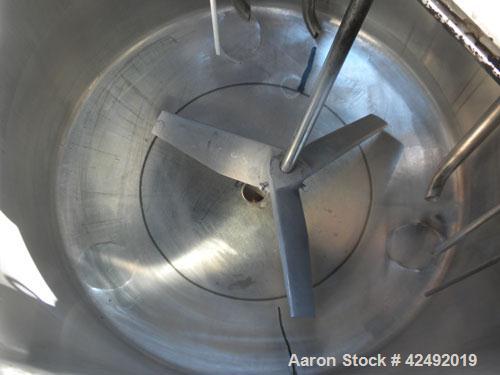 Used Tank, 80 Gallon, 304 Stainless Steel, Vertical. 30" Diameter x 24" straight side. Open top with a 2 piece cover, 1/2 bolt on, 1/2 clamp, dished bottom. Off center top entering Lightnin air opera...