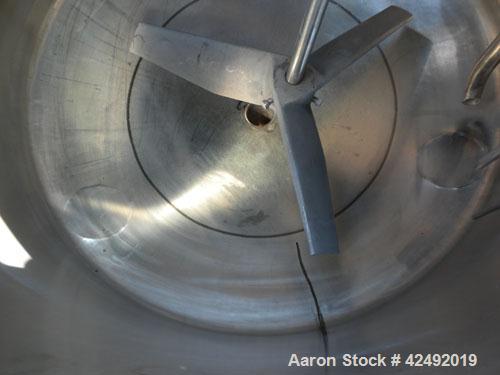 Used Tank, 80 Gallon, 304 Stainless Steel, Vertical. 30" Diameter x 24" straight side. Open top with a 2 piece cover, 1/2 bolt on, 1/2 clamp, dished bottom. Off center top entering Lightnin air opera...