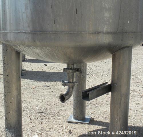 Used Tank, 80 Gallon, 304 Stainless Steel, Vertical. 30" Diameter x 24" straight side. Open top with a 2 piece cover, 1/2 bolt on, 1/2 clamp, dished bottom. Off center top entering Lightnin air opera...