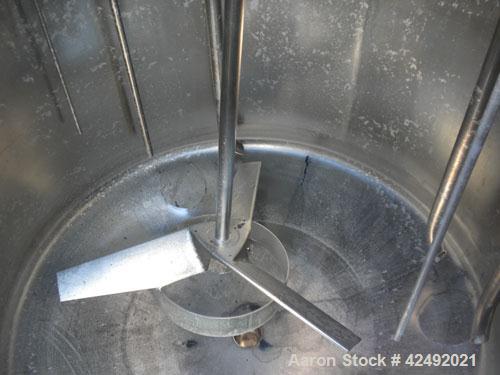 Used Tank, 80 Gallon, 304 Stainless Steel, Vertical. 30" Diameter x 24" straight side. Open top with a 2 piece cover, 1/2 bolt on, 1/2 clamp, dished bottom. Off center top entering Lightnin air opera...