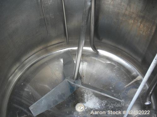 Used Tank, 80 Gallon, 304 Stainless Steel, Vertical. 30" Diameter x 24" straight side. Open top with a 2 piece cover, 1/2 bolt on, 1/2 clamp, dished bottom. Off center top entering Lightnin air opera...